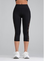 Stretch Black Skinny Elastic Waist High Waisted Sports Bottom