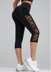 Stretch Black Skinny Elastic Waist High Waisted Sports Bottom