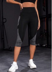 Black Skinny Elastic Waist High Waisted Sports Bottom