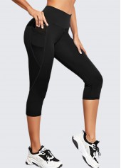 Stretch Black Skinny Elastic Waist High Waisted Sports Bottom