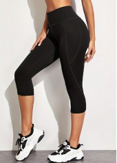 Stretch Black Skinny Elastic Waist High Waisted Sports Bottom