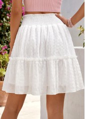 White A Line Elastic Waist Short Skirt