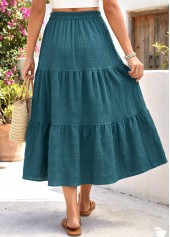 Blackish Green A Line Elastic Waist Skirt