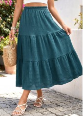 Blackish Green A Line Elastic Waist Skirt