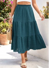 Blackish Green A Line Elastic Waist Skirt