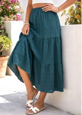 Blackish Green A Line Elastic Waist Skirt
