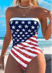American Flag Patchwork White One Piece Swimwear