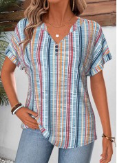 Geometric Print Tummy Coverage Multi Color T Shirt