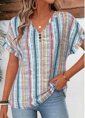Geometric Print Tummy Coverage Multi Color T Shirt