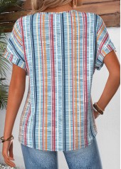 Geometric Print Tummy Coverage Multi Color T Shirt