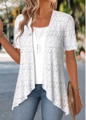 Raw White Short Sleeve Fake Two Piece Twinset
