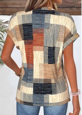 Geometric Print Multi Color Short Sleeve T Shirt