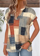 Geometric Print Multi Color Short Sleeve T Shirt