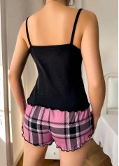 Plaid Pink Scoop Neck Sleeveless Lounge Top and Shorts