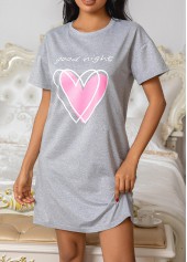 Grey Round Neck Short Sleeve Nightdress
