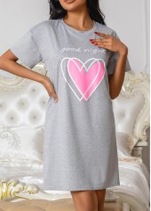 Grey Round Neck Short Sleeve Nightdress