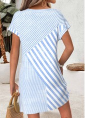 Geometric Print Tummy Coverage Light Blue Short Dress