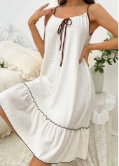 Beige Tie Scoop Neck Strappy Nightdress