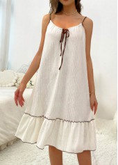 Beige Tie Scoop Neck Strappy Nightdress