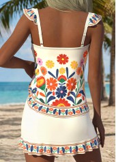 Mid Waisted Floral Print Tummy Coverage Tankini Set
