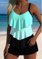 Mid Waisted Tummy Coverage Mint Green Tankini Set