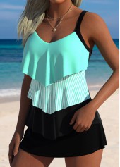 Mid Waisted Tummy Coverage Mint Green Tankini Set