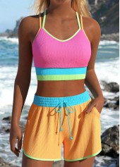 Mid Waisted Layered Multi Color Bikini Set