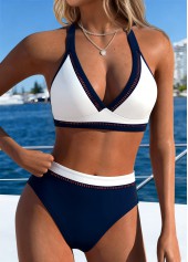 Mid Waisted Patchwork Multi Color Bikini Set