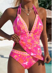 Mid Waisted Random Floral Print Two-piece Tankini Set