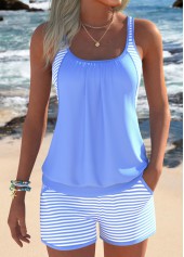 Mid Waisted Floral Print Hollow Out Tankini Set