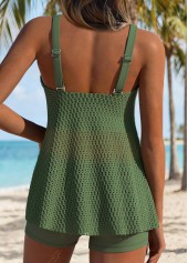 Mid Waisted Hollow Out Sage Green Tankini Set