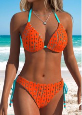 Mid Waisted Layered Orange Bikini Set