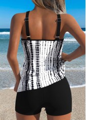 Tie Dye Print Patchwork Black Tankini Top-No Bottom