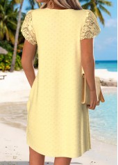 Tummy Coverage Light Yellow Short Asymmetrical Neck Dress