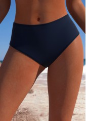 Mid Waisted Striped Navy Tankini Set
