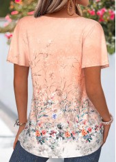 Ombre Tuck Stitch Orange Short Sleeve T Shirt