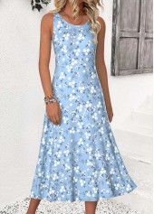 Ditsy Floral Print Blue Dress and Cardigan