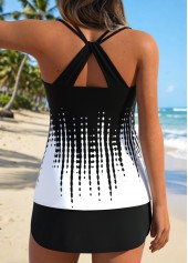 Mid Waisted Lace Up Black Tankini Set