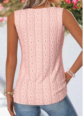 Patchwork Pink Sleeveless Round Neck Tank Top
