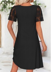 Tummy Coverage Black Short Square Neck Dress