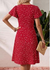 Polka Dot Tummy Coverage Red Short Sleeve Dress