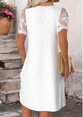 Tummy Coverage White Short Square Neck Dress