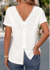 White Short Sleeve V Neck T Shirt