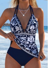 Mid Waisted Random Floral Print Tummy Coverage Tankini Set