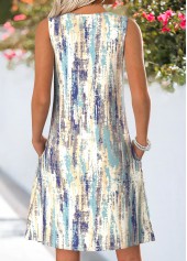 Tuck Stitch Grey Short Sleeveless Round Neck Dress