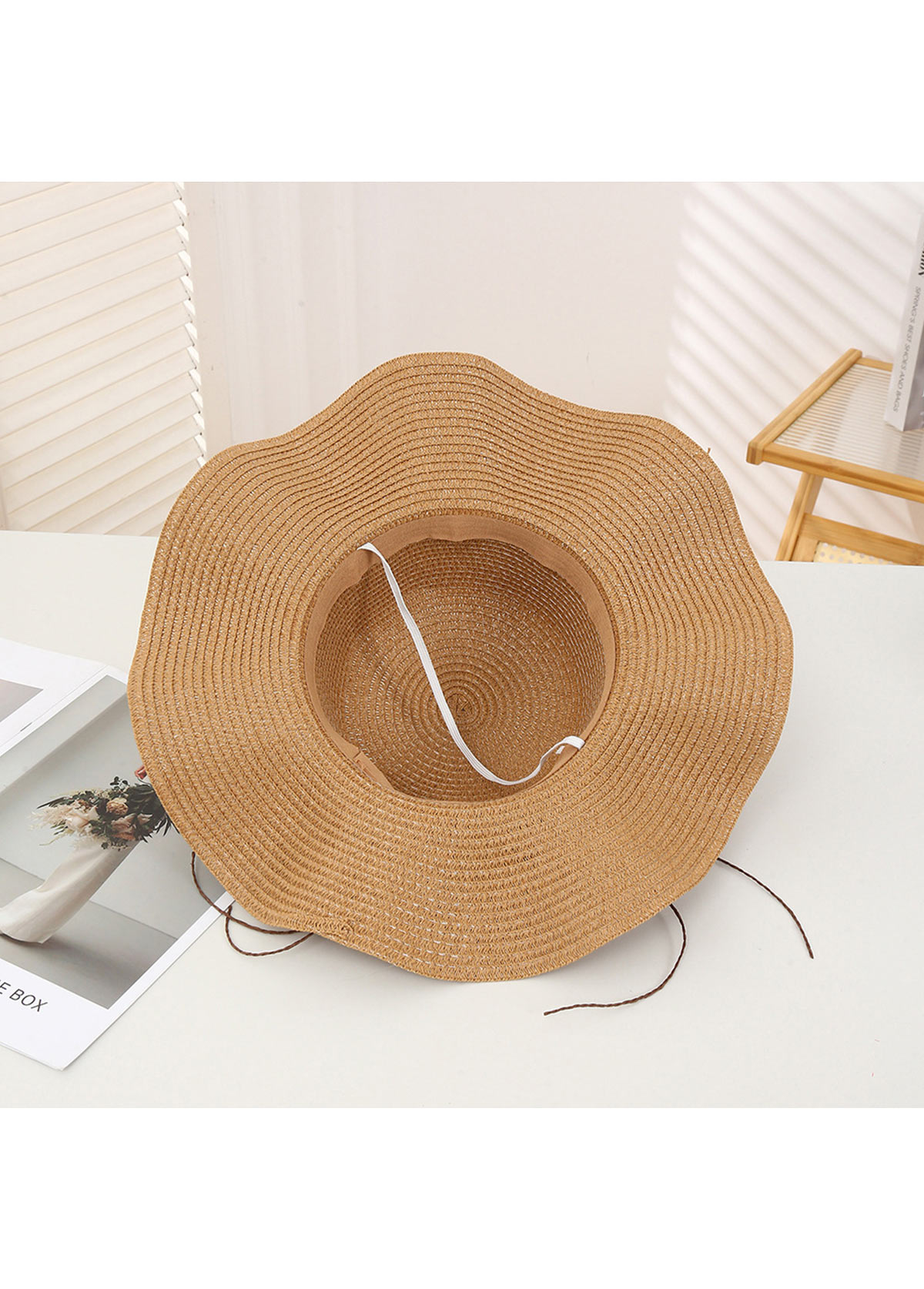 Dark Camel Color Straw Detail Hat