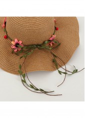 Dark Camel Color Straw Detail Hat