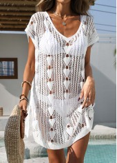 Tummy Control White V Neck Cover Up