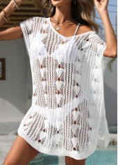 Tummy Control White V Neck Cover Up