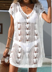 Tummy Control White V Neck Cover Up